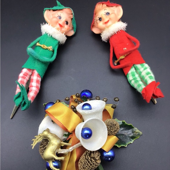 Vintage Christmas Elves & Vintage Christmas Corsage - Picture 1 of 6